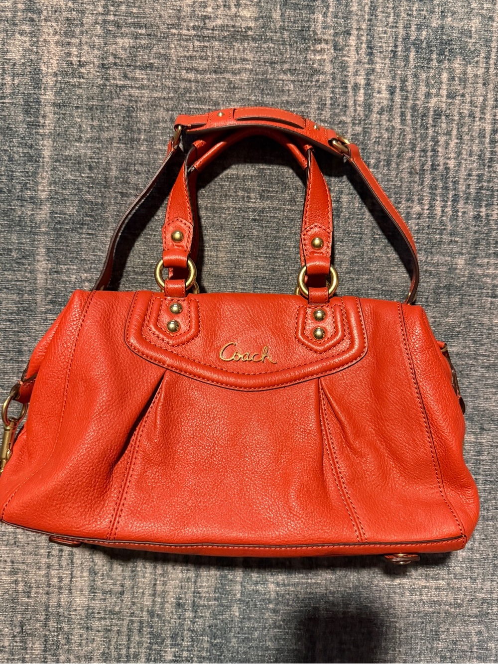 Coach leather satchel orange